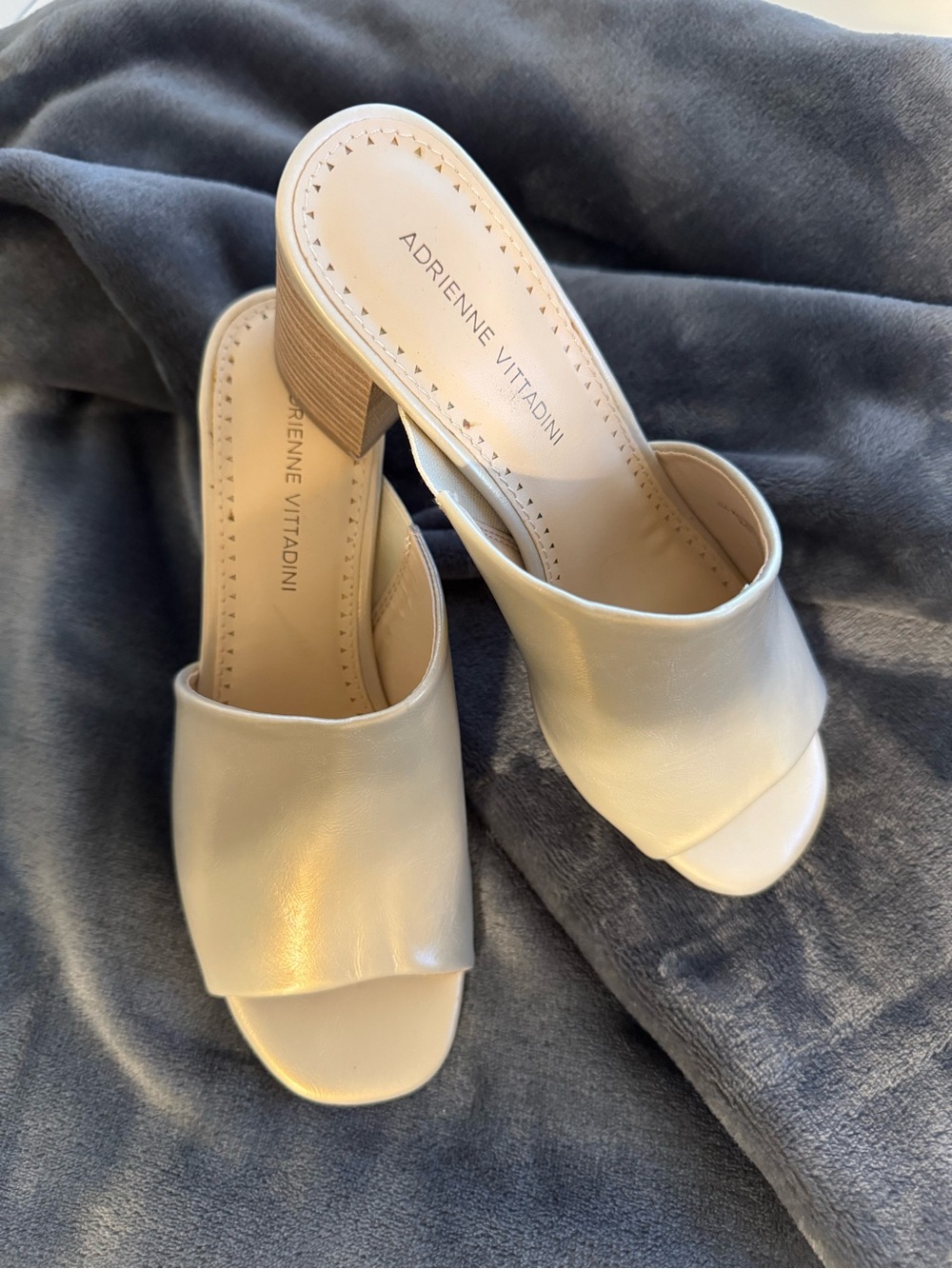 Adrienne Vittadini Gold Open-Toe Slide Mules